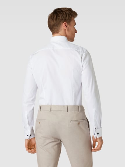 Jake*s Slim Fit Smokinghemd aus Twill Weiss 5