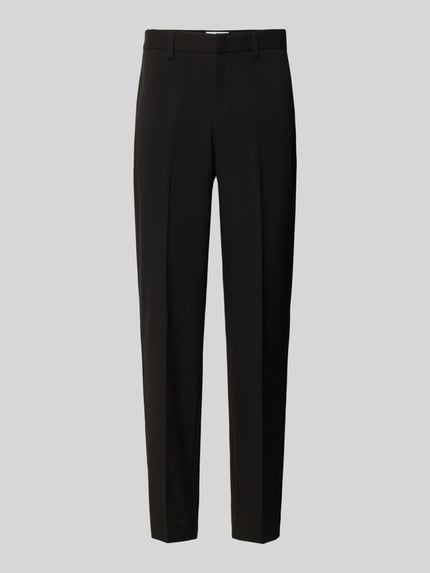 Produktfoto, Slim Fit Stoffhose mit Viskose-Anteil von Lindbergh in Schwarz, Bügelfalte, Gesäß- und Eingrifftaschen, elastischer Material-Mix
