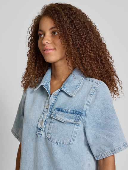 EDITED Jeanskleid mit Brusttasche Jeansblau 3