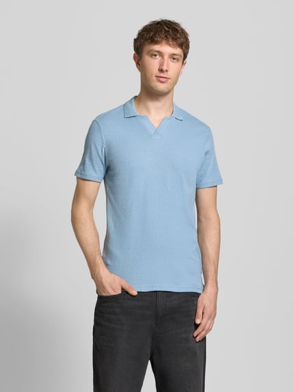 Blend Regular Fit Polo-Shirt mit Strukturmuster Modell 'Heskild' Jeansblau 4
