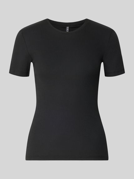 PIECES slim fit T-shirt van katoenmix model 'RUKA' Zwart - 2