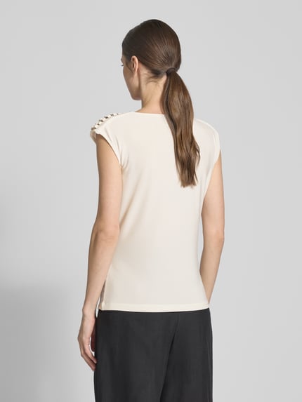 Lauren Ralph Lauren T-Shirt mit Wasserfall-Ausschnitt Offwhite 5