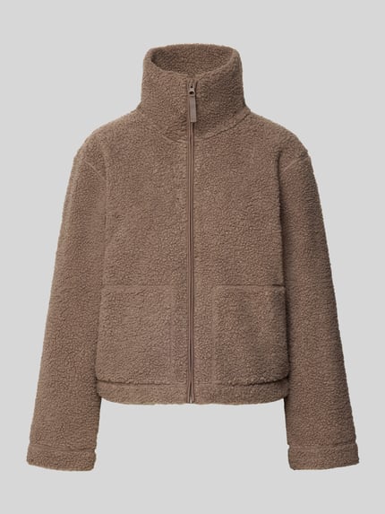 ONLY Teddyjacke mit hohem Stehkragen Hellbraun Melange 1