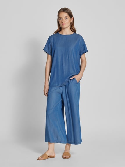 mbyM Bluzka z tkaniny stylizowanej na denim model ‘Amana’ Jeansowy niebieski 1