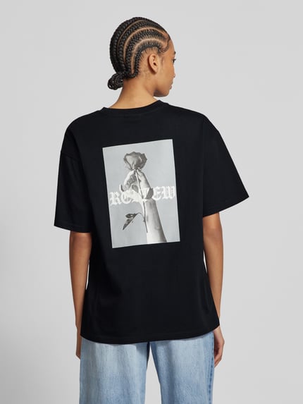REVIEW Oversized T-Shirt mit Label-Print Black 5