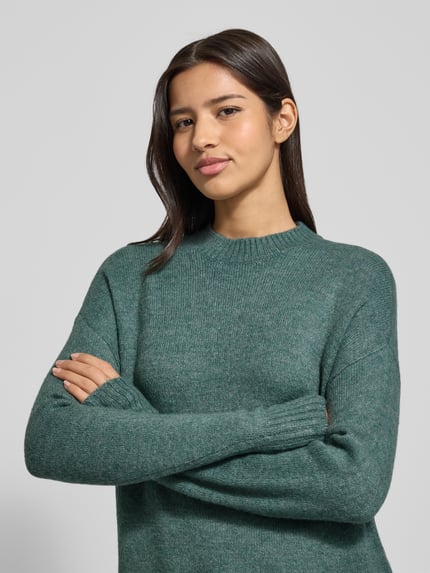 VERO MODA Oversized Strickpullover mit Mock Neck Modell 'LEFILE' Schilf Melange 3