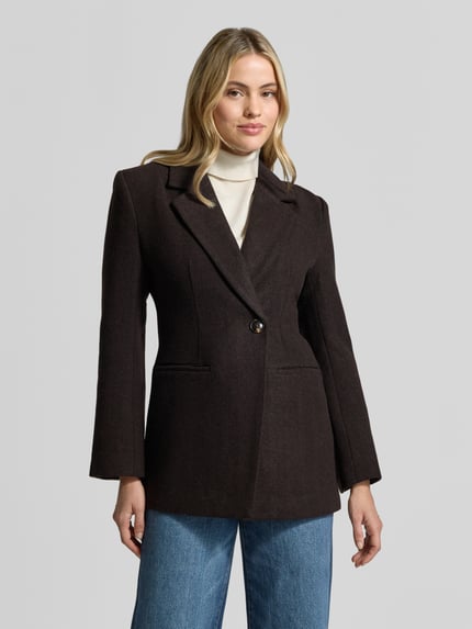 Neo Noir Regular Fit Longblazer aus Wolle mit Paspeltaschen Dunkelbraun 4