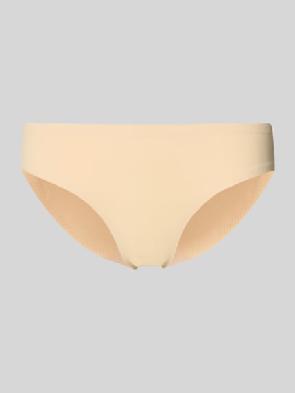 Produktfoto, Slip mit elastischem Bund van Schiesser in licht beige, materiaalmix met stretch, nauwsluitend model, gladde textuur.