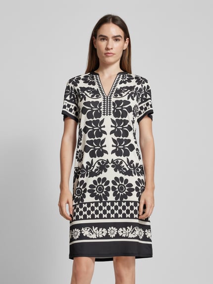 Oui Knielanges Kleid mit Tunikakragen BLACK 4