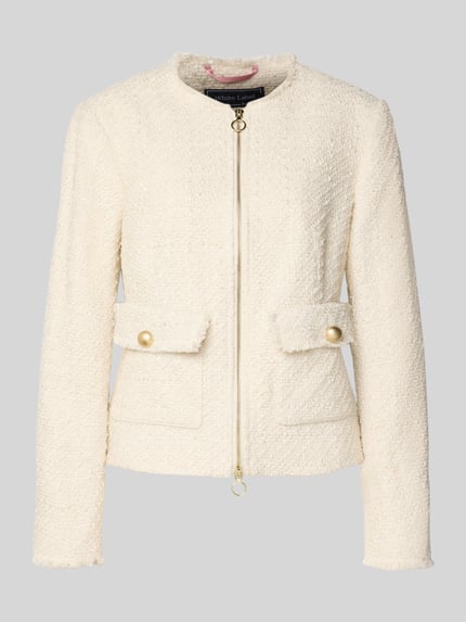 White Label Blazer in Bouclé-Optik mit Rundhalsausschnitt Ecru 2