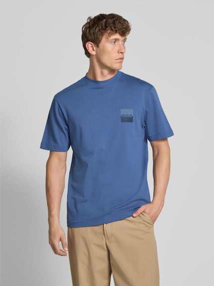 HUGO T-Shirt mit Label-Print Modell 'Dusplito' Rauchblau 4