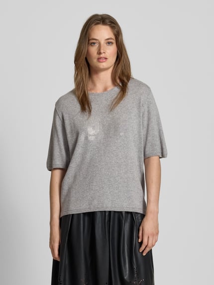 Milano Italy Regular fit gebreid shirt met kasjmier Antraciet - 4