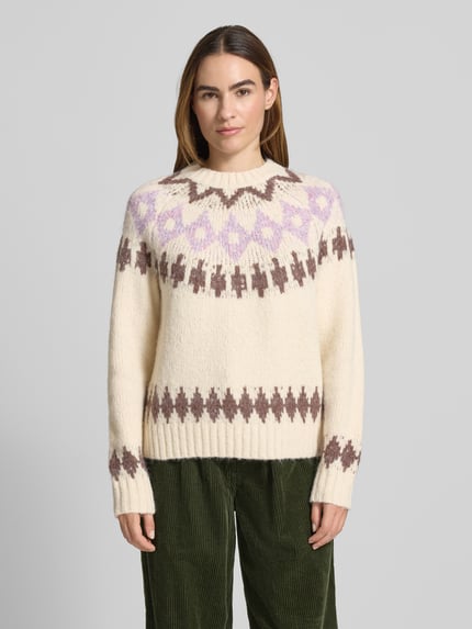 Christian Berg Woman Loose Fit Strickpullover mit Woll-Anteil Hellbraun 4