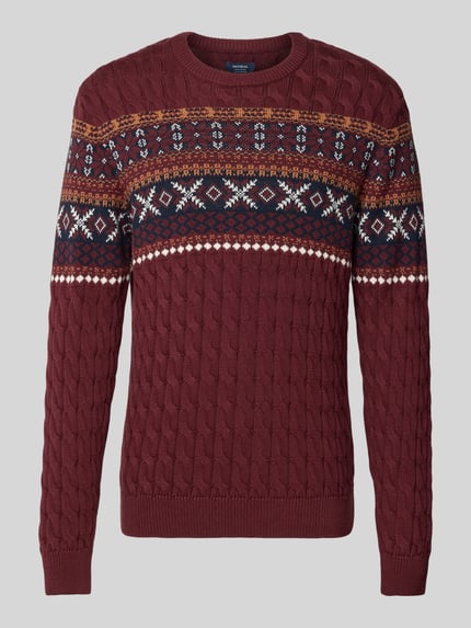 MCNEAL Strickpullover mit gerippten Abschlüssen Bordeaux 2