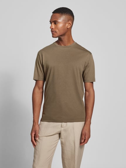 DRYKORN T-shirt met geribde ronde hals, model 'GILBERD' Leem - 4