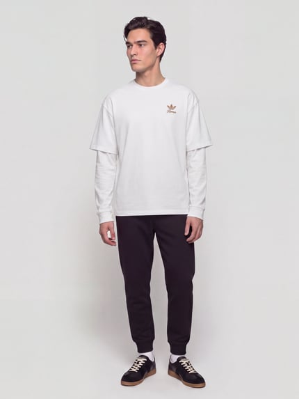 adidas Originals T-Shirt aus Leinen mit großem Rückenprint Weiss 1