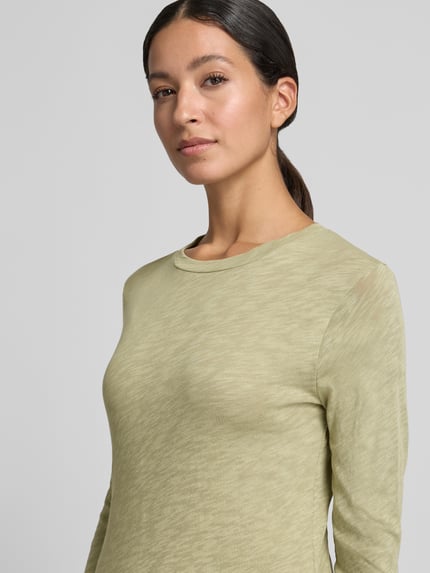 Marc O'Polo Shirt met lange mouwen met afgeronde zoom Rietgroen - 3