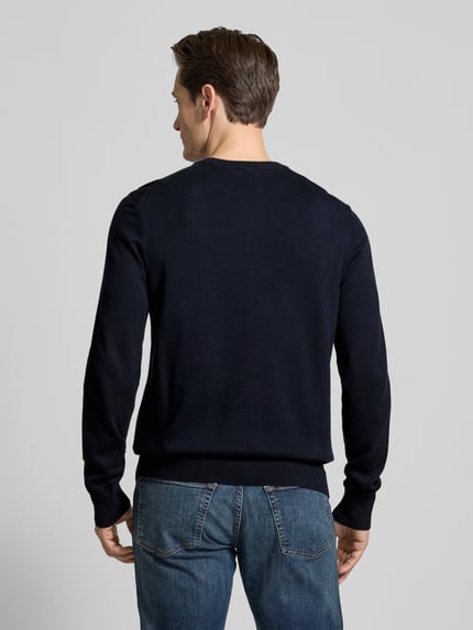 BOSS Orange Gebreide pullover met ronde hals, model 'Kanovano' Marineblauw - 5