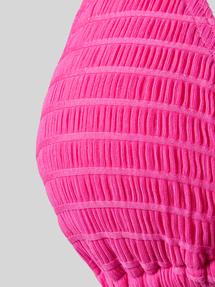 Produktfoto, Bikini-Oberteil mit Schnürung Modell 'GROOVE LIKO' von Banana Moon, różowy, elastyczny materiał z fakturą, dopasowany krój