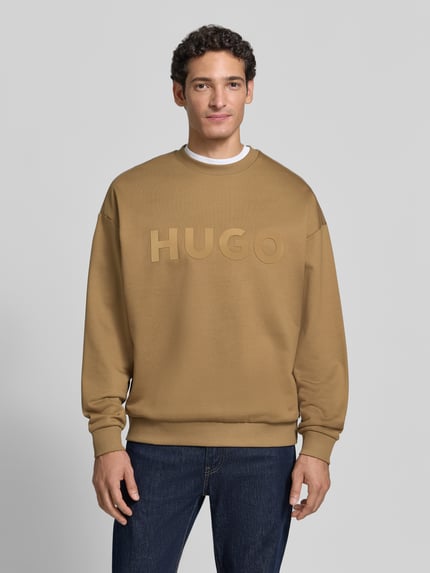 HUGO Regular Fit Sweatshirt aus reiner Baumwolle Modell 'Dinex' Beige 4