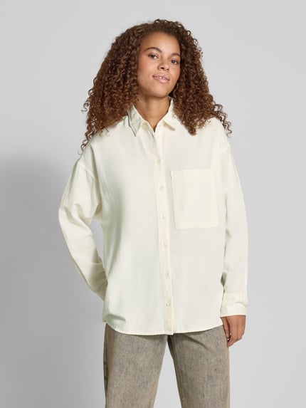 REVIEW Regular fit overhemdblouse met linnen Offwhite - 4