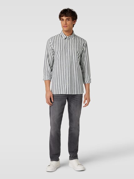 KnowledgeCotton Apparel Regular Fit Freizeithemd mit Knopfleiste Marine 1