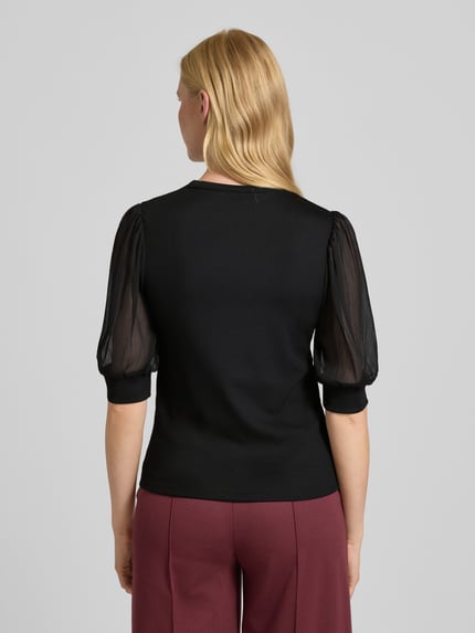 Luisa Cerano T-shirt in riblook met ronde hals Zwart - 5