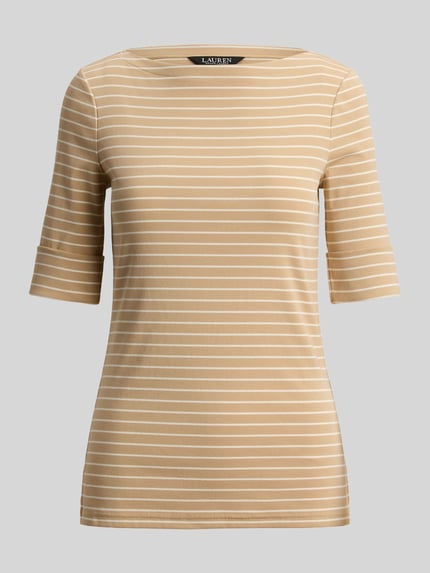 Lauren Ralph Lauren regular fit T-shirt van katoenmix Beige - 2