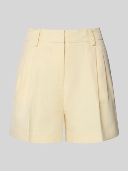 Produktfoto, Shorts mit Eingrifftaschen und Gesäßleistentaschen von MICHAEL Michael Kors aus Leinen-Baumwoll-Mix in Hellgelb, lockere Passform, glatte Struktur
