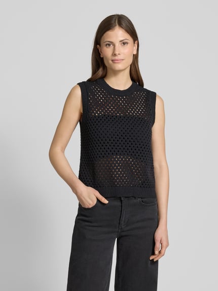 Christian Berg Woman Stricktop mit Lochmuster Black 4