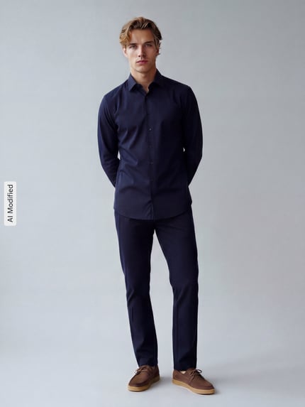 OLYMP Level 5 Body fit zakelijk overhemd van pure katoen model 'Level Five' Marineblauw - 1