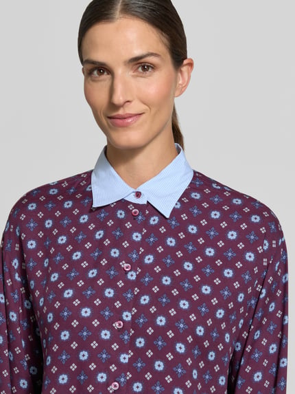 Emily Van den Bergh Relaxed Fit Bluse aus reiner Viskose mit Allover-Muster Bordeaux 3