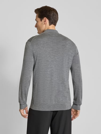 Selected Regular Fit Troyer aus reiner Merinowolle Modell 'TRAY' Mittelgrau Melange 5
