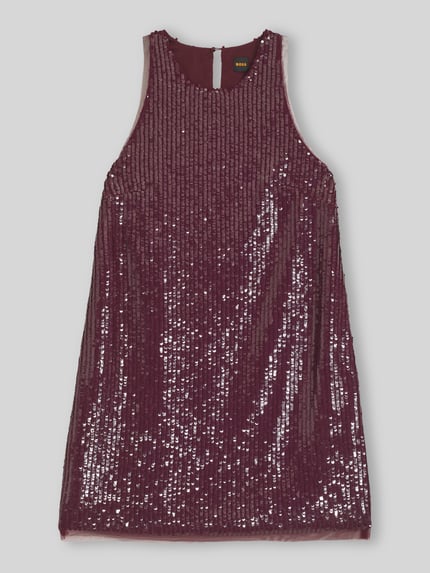 BOSS Orange Paillettenkleid mit Schlüssellochdetail hinten Bordeaux 2