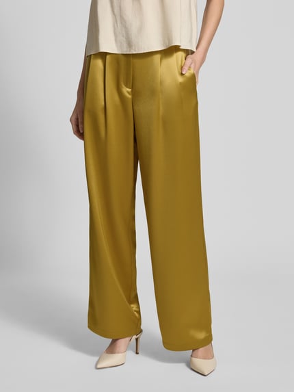 HERZENS Broek met wijde benen en gelegde plooien Kaki - 4