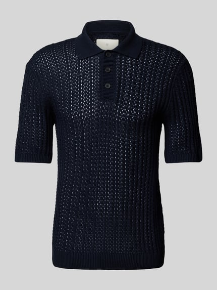 JACK & JONES Premium Poloshirt mit Strukturmuster Modell 'JOEL' Dunkelblau 2