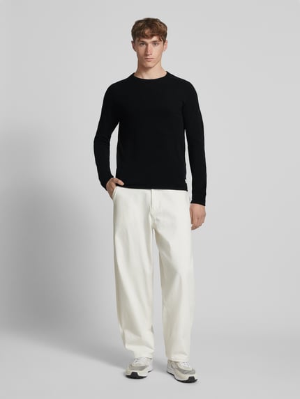 JACK & JONES Strickpullover mit Label-Patch Modell 'HILL' Black 1