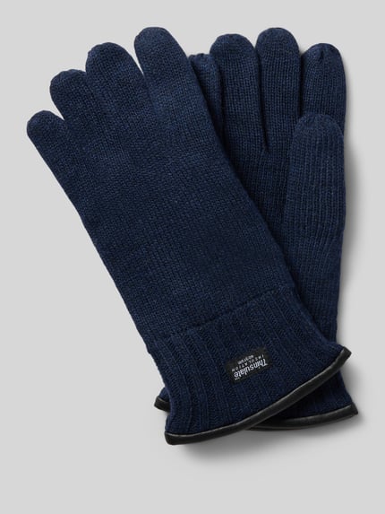 Produktfoto, Handschuhe aus reiner Wolle von EEM, dunkelblau, Strick-Optik, eingefasste Abschlüsse, unifarbenes Design