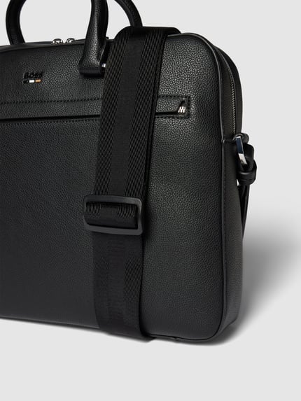 BOSS Torba na laptop z detal z logo model 'Ray' Czarny 3