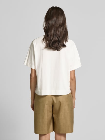 Stefanel T-Shirt mit Motiv-Stitching Weiss 5