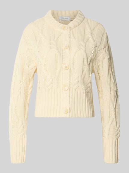 Productfoto, Cardigan met kabelpatroon model 'MAGLE' van Cph Muse in beige, katoenmengsel, regular fit, ronde hals, knopenrij, ruglengte 49 cm, mouwlengte 61 cm