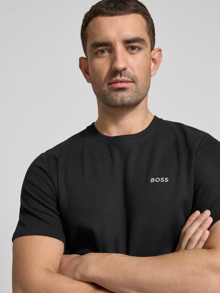 BOSS T-shirt met labelstitching Zwart - 3