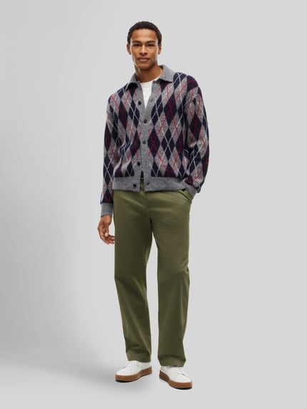 Tommy Hilfiger Strickjacke aus Alpaka mit Hemdkragen Dunkelgrau 1
