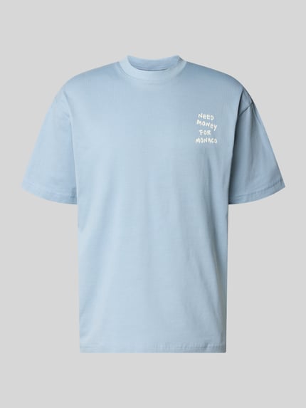 Produktfoto, Loose Fit T-Shirt aus reiner Baumwolle Modell 'MONEY' von Only & Sons, Optik: Unifarben, Statement-Print-Applikation, Rundhals, Kurzarm, Jersey, Herren T-Shirt