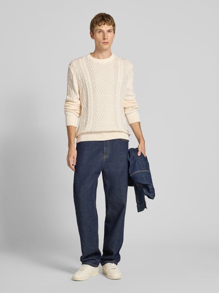 Tommy Jeans Regular Fit Strickpullover aus reiner Baumwolle Offwhite 1