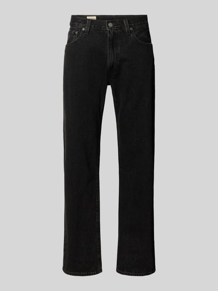 Produktfoto, schwarze Straight Leg Jeans aus reiner Baumwolle Modell '555®' von Levi's®, glatte Baumwoll-Denim-Struktur, Herren Straight Leg Jeans von Levi's®