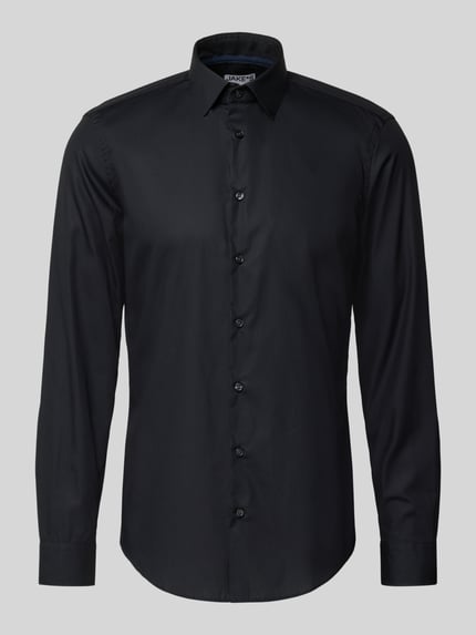Jake*s Slim Fit Businesshemd aus Baumwolle mit Kentkragen Black 2