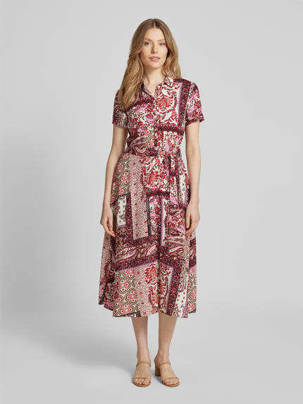 Christian Berg Woman Selection Midi-jurk met strikceintuur Felroze - 4