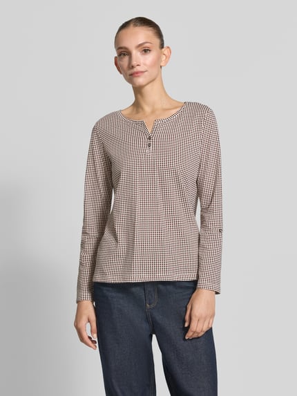 Tom Tailor Regular Fit Langarmshirt aus reiner Baumwolle Dunkelbraun 4