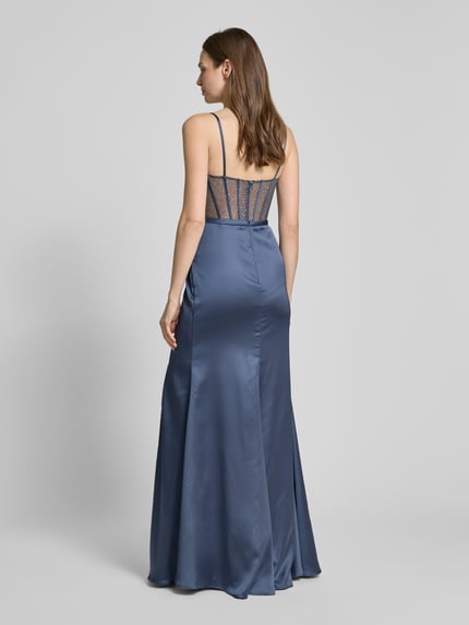 LUXUAR FASHION Sukienka wieczorowa z obszyciem kamieniami stras Szaroniebieski 5